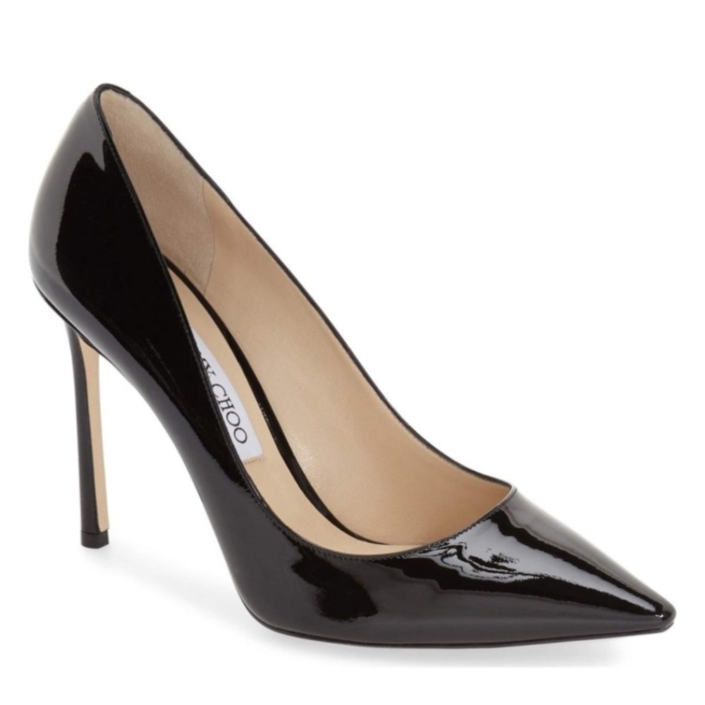 Jimmy Choo Romy Pointed Toe Pump Patent Black 39.5